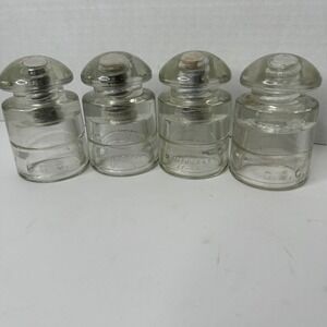Lot of 4 Hemingray 42 Clear Glass Insulators Vintage Made in USA CSC Markings